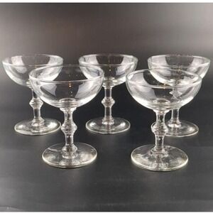 Vtg Champagne Coupe Glasses Set‎ of 5 3oz 4 3/8" Rosé Prosecco Dessert Barware